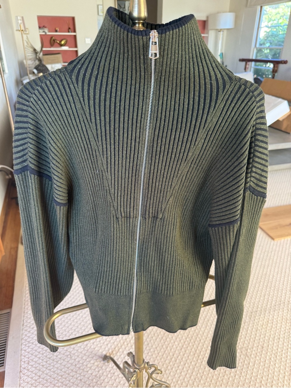 Varley Olive Ribbed Zip-Up Sweater - Picture 2 of 5